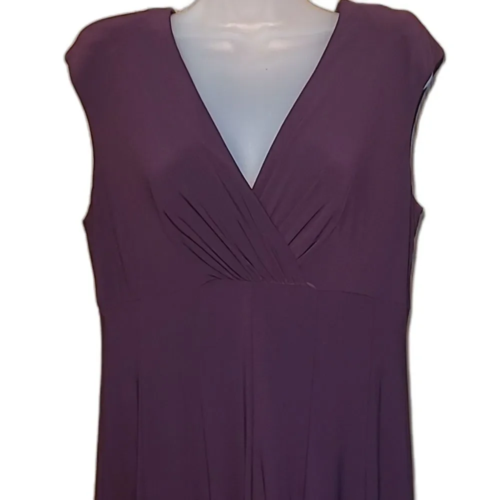 Ralph Lauren Cocktail A-Line Swing Dress Plunge V-Neck Knee Length Short Sleeve